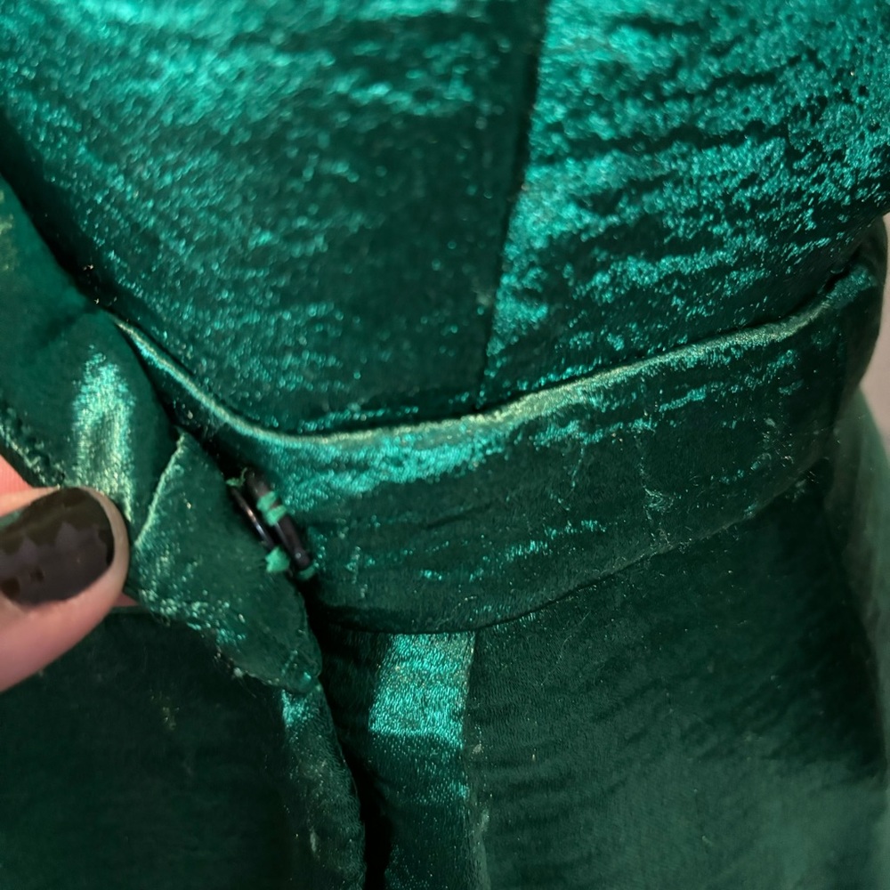 ba&sh Camil Green Short Sleeve Wrap Textured Satin Cocktail Dress 8 - Picture 6 of 13